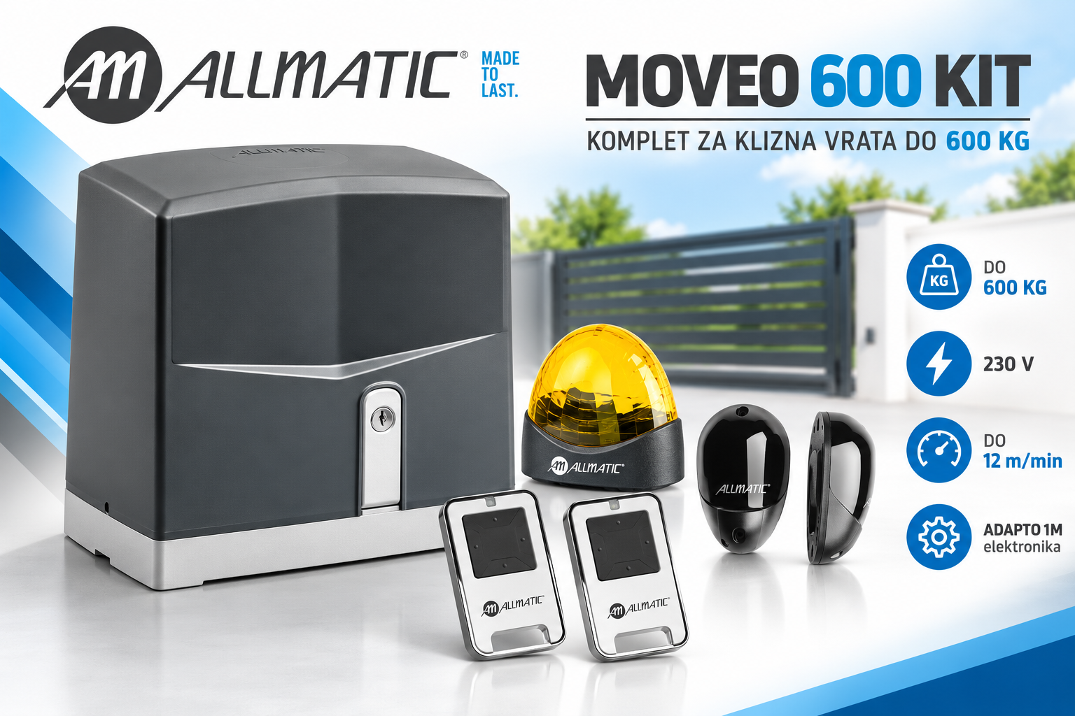 ALLMATIC MOVEO 600 KIT – Komplettset für Schiebetüren bis 600 kg